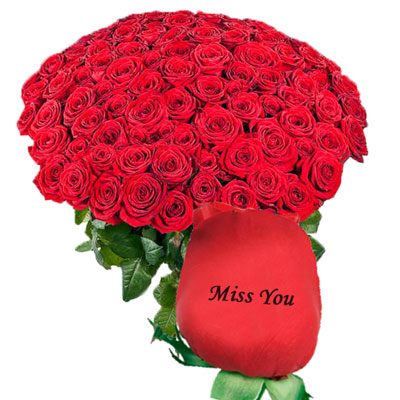"Talking Roses (Print on Rose) (100 Red Roses) - Miss You - Click here to View more details about this Product